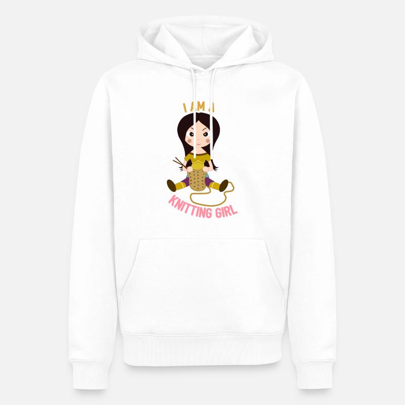 Ich bin ein Strickmädchen - Männer Premium Bio Hoodie - Weiß