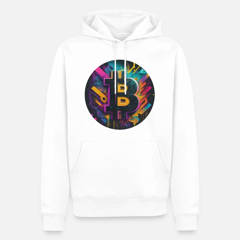 Bitcoin-Explosion der Farben - Männer Premium Bio Hoodie - Weiß