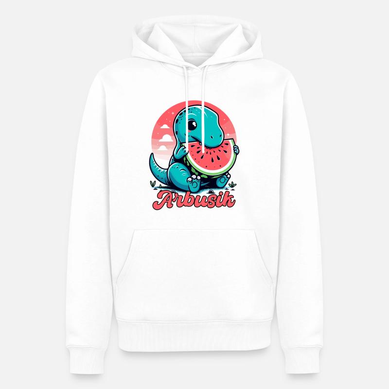Mignon T-Rex Pastèque Arbusik Cadeau - Sweat à capuche Premium bio Homme - blanc