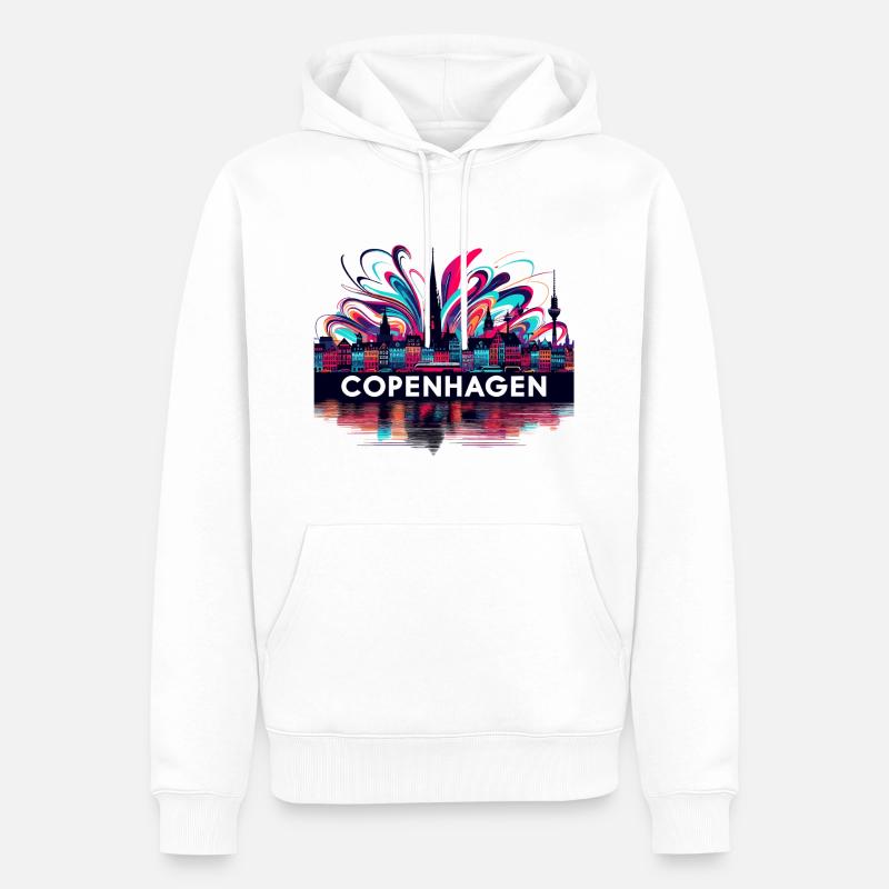 Copenhague Capitale Danemark Cadeau - Sweat à capuche Premium bio Homme - blanc