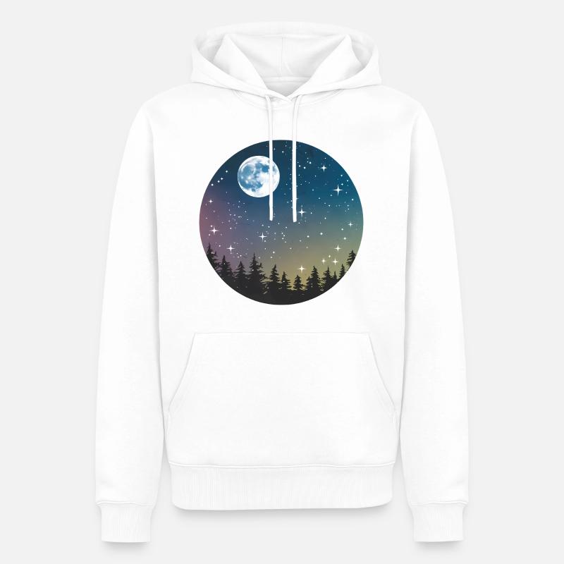 Motif de forêt nocturne céleste - Sweat à capuche Premium bio Homme - blanc