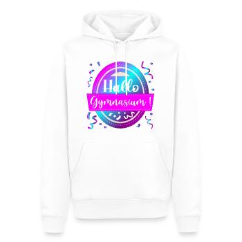 HALLO GYMNASIUM - Männer Premium Bio Hoodie - Weiß - Vorne - Nico (187cm)
