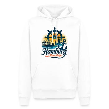 Hamburg Mein Heimathafen Stadt Silhouette Geschenk - Männer Premium Bio Hoodie - Weiß - Vorne - Nico (187cm)