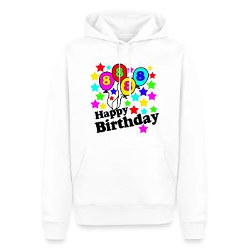 8e anniversaire , 8e anniversaire Étoiles de fête - Sweat à capuche Premium bio Homme - blanc - Devant - Nico (187cm)