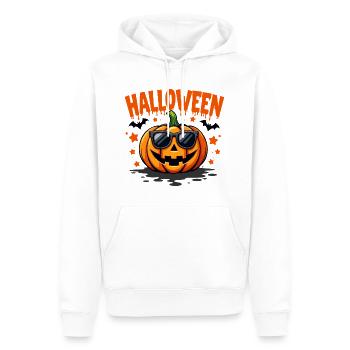 Halloween Kürbis mit Sonnenbrille - Männer Premium Bio Hoodie - Weiß - Vorne - Nico (187cm)