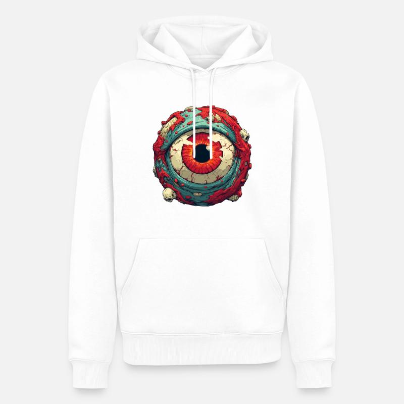 Orbe d’œil cramoisi avec crânes - Sweat à capuche Premium bio Homme - blanc