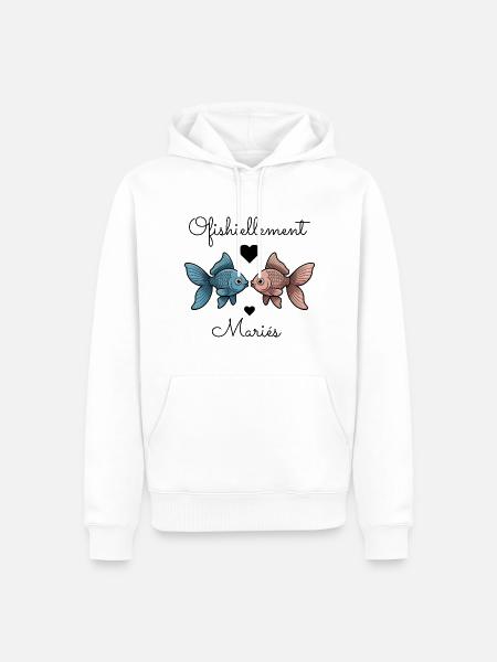 Ofishiellement Ehe-Humor-Pfirsich-Hochzeitspaar - Männer Premium Bio Hoodie - Weiß