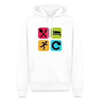 Mange, Dors, cours, répète, Citation drôle Jogger - Sweat à capuche Premium bio Homme - blanc - Devant - Nico (187cm)
