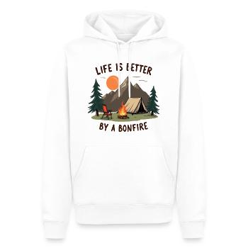 La vie est meilleure lors d’une aventure de camping autour d’un feu de joie - Sweat à capuche Premium bio Homme - blanc - Devant - Nico (187cm)