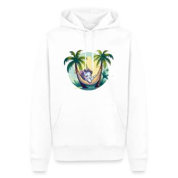 Sleeping unicorn in palm tree paradise - Men’s Premium Organic Hoodie - white - Front - Nico (187cm)