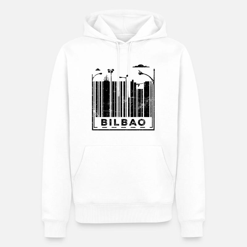 Code-barres de Bilbao - Sweat à capuche Premium bio Homme - blanc