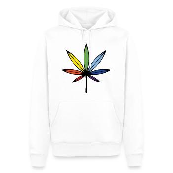 Cannabis / Marijuana / Chanvre (Résumé / Arc-en-ciel) - Sweat à capuche Premium bio Homme - blanc - Devant - Nico (187cm)