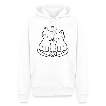 Cute Cat Couple Love | Sweet Romance - Männer Premium Bio Hoodie - Weiß - Vorne - Nico (187cm)