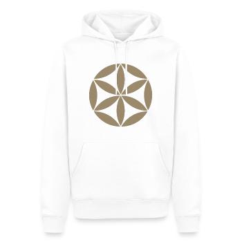 Taupe Geometric Flower Circle - Men’s Premium Organic Hoodie - white - Front - Nico (187cm)
