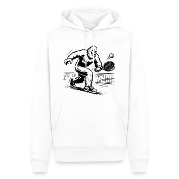 Bigfoot Sasquatch Padel Tennis Sportler - Männer Premium Bio Hoodie - Weiß - Vorne - Nico (187cm)