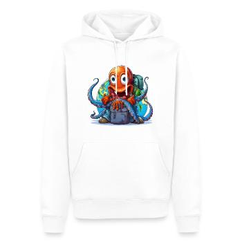 Reise-Oktopus mit Weltkugel - Männer Premium Bio Hoodie - Weiß - Vorne - Nico (187cm)
