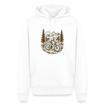 Mountainbike Flow: Vintage MTB Design Berge - Männer Premium Bio Hoodie - Weiß - Vorne - Nico (187cm)