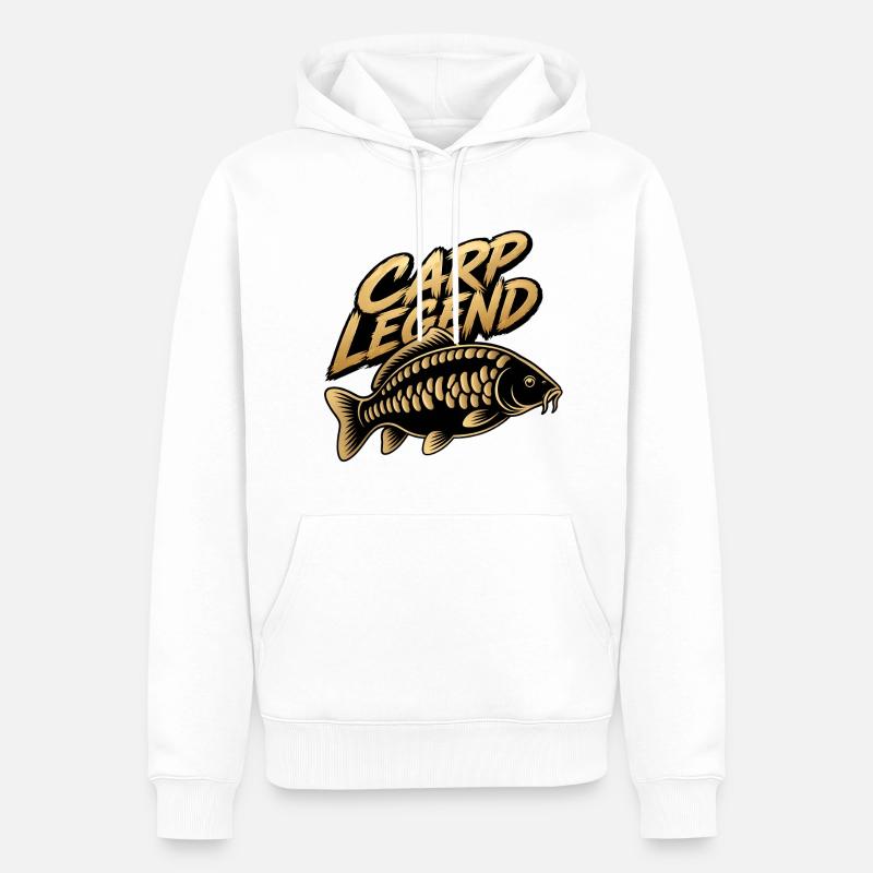Conception de pêcheur Carp Legend - Sweat à capuche Premium bio Homme - blanc