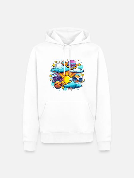 Sonnenfreuden im Wolkenkreis - Männer Premium Bio Hoodie - Weiß