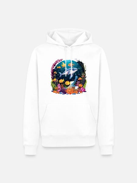 Unterwasser-Delfin im Korallenriff - Männer Premium Bio Hoodie - Weiß