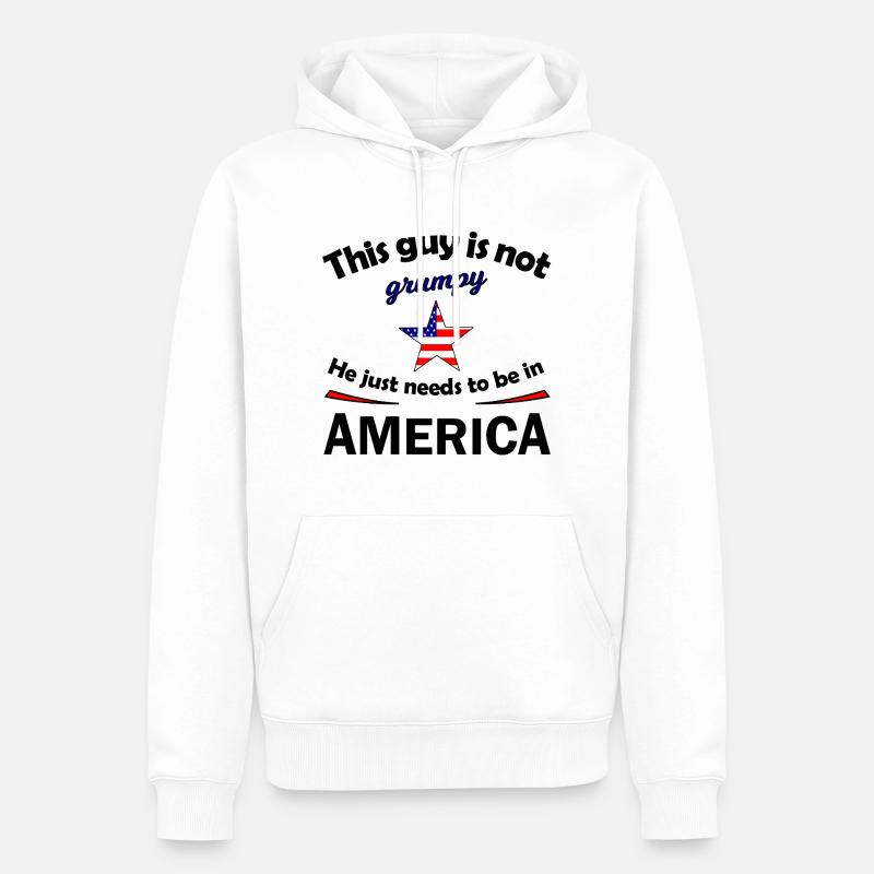 Grumpy Star mit US Flaggenstern - Männer Premium Bio Hoodie - Weiß