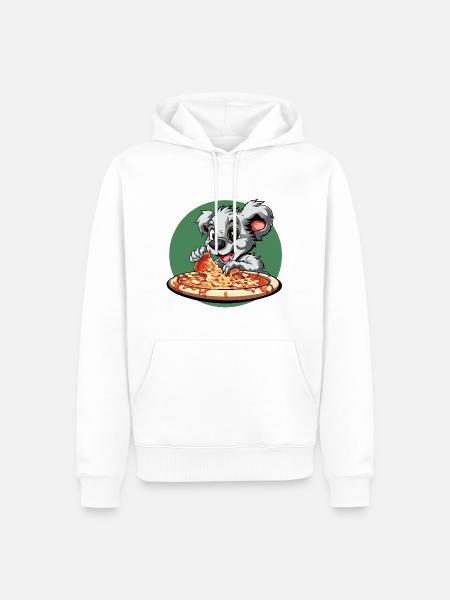 Pizza-Hund Cartoon: Käseabenteuer - Männer Premium Bio Hoodie - Weiß