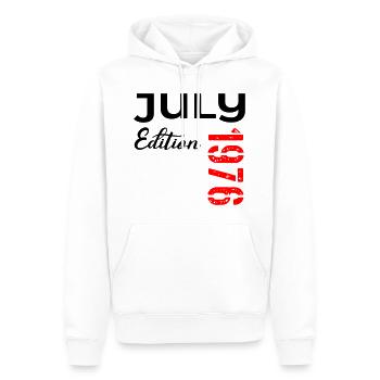 50e anniversaire juillet 1976 - Sweat à capuche Premium bio Homme - blanc - Devant - Nico (187cm)