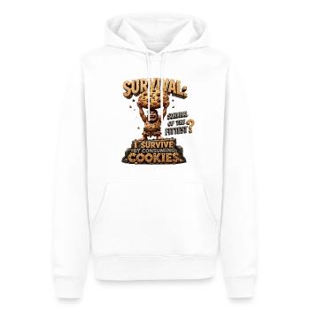 L’homme des cavernes avec des biscuits : Survie - Sweat à capuche Premium bio Homme - blanc - Devant - Nico (187cm)