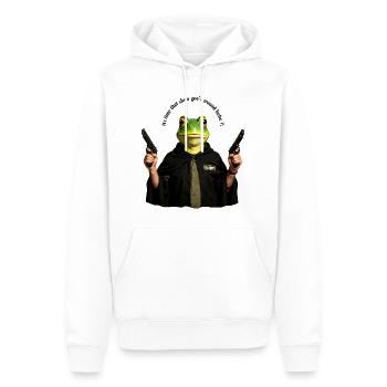 Frosch im Cape mit Pistolen - Männer Premium Bio Hoodie - Weiß - Vorne - Nico (187cm)