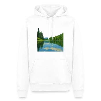Forest reflections on a peaceful lake - Men’s Premium Organic Hoodie - white - Front - Nico (187cm)