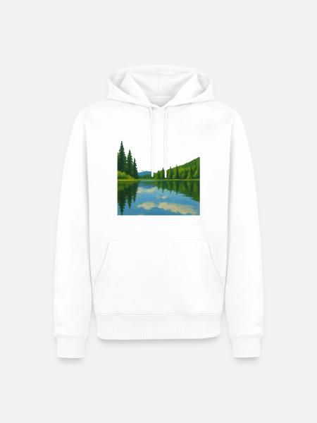 Waldreflexionen an einem friedlichen See - Männer Premium Bio Hoodie - Weiß