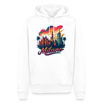 Milano Skyline: Epische Mailand Kunst in Stil - Männer Premium Bio Hoodie - Weiß - Vorne - Nico (187cm)