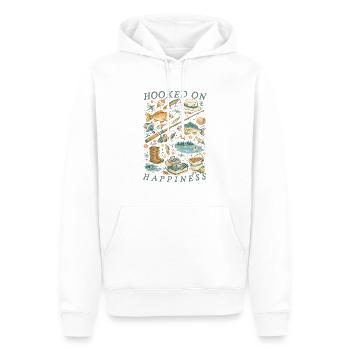 Hooked On Happiness Vintage Fishing Gear - Men’s Premium Organic Hoodie - white - Front - Nico (187cm)