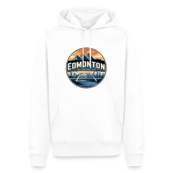 Insigne rétro du pont Walterdale d’Edmonton - Sweat à capuche Premium bio Homme - blanc - Devant - Nico (187cm)