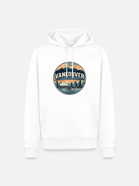 Retro Vancouver Harbour Reiseabzeichen - Männer Premium Bio Hoodie - Weiß