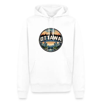Retro Ottawa Parliament Travel Badge - Men’s Premium Organic Hoodie - white - Front - Nico (187cm)