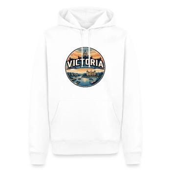 Insigne de voyage rétro Victoria Inner Harbour - Sweat à capuche Premium bio Homme - blanc - Devant - Nico (187cm)