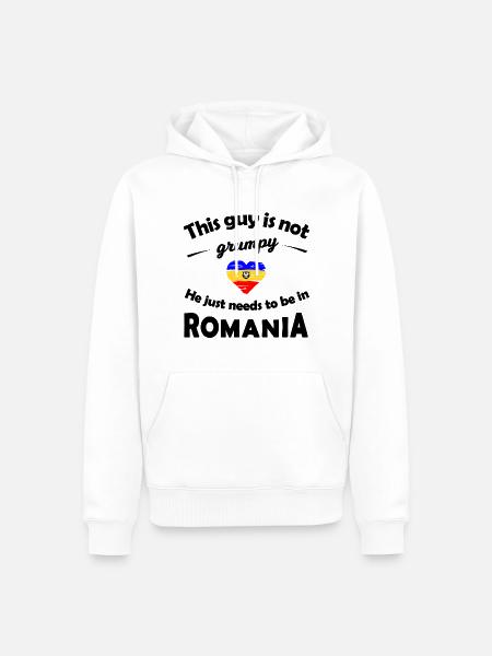 Buntes Romania Fanshirt - Männer Premium Bio Hoodie - Weiß
