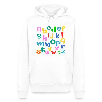 Lettres ABC pour enfants d’école - Sweat à capuche Premium bio Homme - blanc - Devant - Nico (187cm)