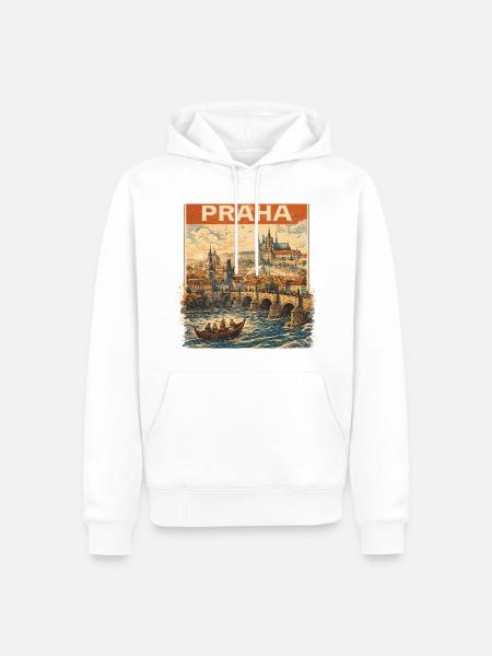 Praha Vintage 1800 – Historisches Prag Design - Männer Premium Bio Hoodie - Weiß