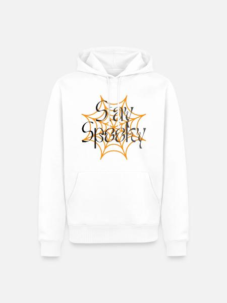 Stay Spooky Spider Web Grafik - Männer Premium Bio Hoodie - Weiß