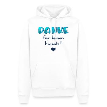 Danke für Einsatz - Männer Premium Bio Hoodie - Weiß - Vorne - Nico (187cm)