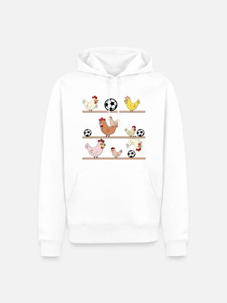 Hühnerstall Hühner Fußball - Männer Premium Bio Hoodie - Weiß
