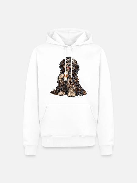 Bergamasker mit Latte Macchiato - Männer Premium Bio Hoodie - Weiß