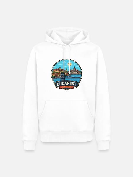 Donauabzeichen des Budapest-Ungarn-Parlaments - Männer Premium Bio Hoodie - Weiß