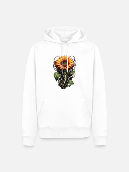Mechanische Sonnenblume - Männer Premium Bio Hoodie - Weiß