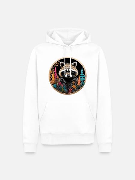 Cooler Waschbär - Männer Premium Bio Hoodie - Weiß