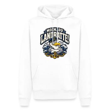 Moin, du Landratte! – Kapitän Möwe - Männer Premium Bio Hoodie - Weiß - Vorne - Nico (187cm)