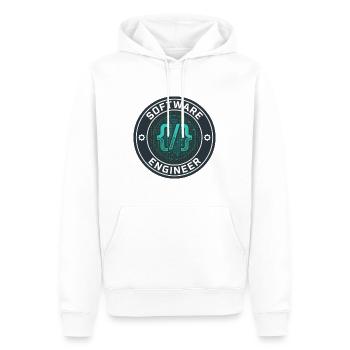 Software Engineer Binärcode-Badge-Geschenk - Männer Premium Bio Hoodie - Weiß - Vorne - Nico (187cm)
