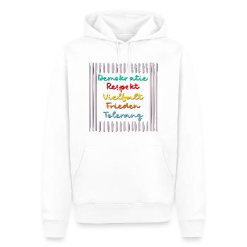 Demokratie Toleranz Frieden - Männer Premium Bio Hoodie - Weiß - Vorne - Nico (187cm)